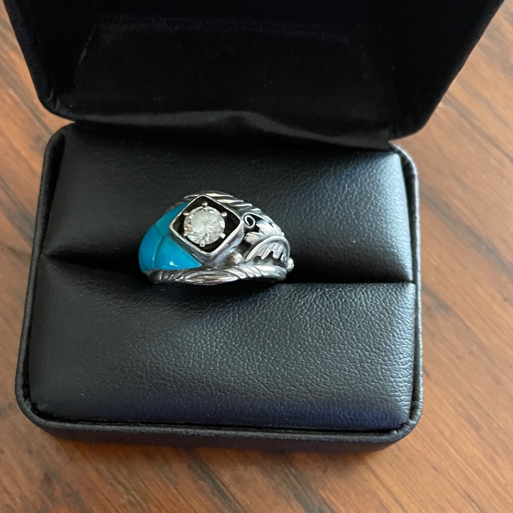 Men's Sterling Silver and Turquoise Ring size 8